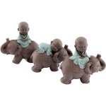 Sil - statuette 3 bouddhas en polyrsine enfants sur lphants