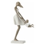 Paris prix - statuette d�co 'm�re avec sa fille' 31cm blanc