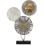 Statuette figurine dcorative en mtal dor et argent en forme de 3 cercles idale pour embellir un ...