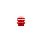 Staub - la cocotte set de 3 casseroles rondes en fonte cerise rouge
