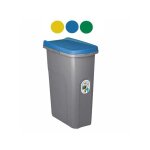Poubelle d'ext�rieur gris / vert l 40 ? polypropyl�ne ? couvercle anti - pluie ? avec roulettes ? syst�me ...