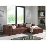 Stella - canap d'angle - 4 places - style industriel - droit - marron