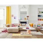 Lisa design - stella - canap� d'angle gauche - 4 places - en velours c�tel� grosses c�tes - beige