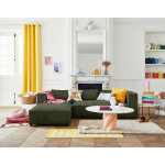 Lisa design - stella - canap� d'angle gauche - 4 places - en velours c�tel� grosses c�tes - vert