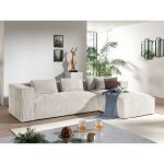 Stella - canap d'angle - en velours ctel - 4 places - style contemporain - droit - beige