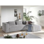 Lisa design - stella - canap d'angle - en velours ctel - 4 places - style contemporain - droit - gris ...