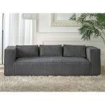 Lisa design - stella - canap� fixe 3 places - en velours c�tel� - style contemporain - gris fonc�