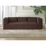 Lisa design - stella - canap� fixe 3 places - en velours c�tel� - style contemporain - marron