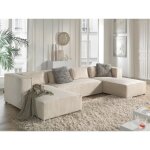 Lisa design - stella - canapé panoramique en u - 7 places - en velours côtelé - beige Lisa design - stella - canapé panoramique en u - 7 places - en velours côtelé - beige
