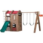 Step2 naturally playful adventure lodge aire de jeux avec toboggan / balanoire / chelle corde / panier ...