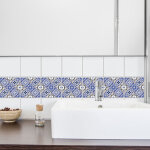 Sticker adhsif carrelage 15x15cm, 4 pices, motif rosace bleu, style oriental heroya, pour homestaging ...