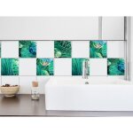 Sticker adhésif déco 15x15 cm, feuilles multicouleur abstrait relief homestaging pour carrelage, décoration ... Sticker adhésif déco 15x15 cm, feuilles multicouleur abstrait relief homestaging pour carrelage, décoration ...
