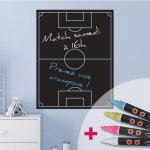 Sticker ardoise tableau noir - stickers muraux adh�sif effa�able - terrain de foot + 4 craies liquides ...