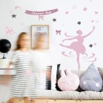 Sticker autocollant dcoratif rose - danseuse toile tourne autour des toiles et rubans, 68 cm x 48 ...
