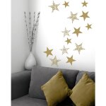 Sticker autocollant �toiles de no�l jaunes et baroques, 24 cm x 68 cm, d�coratif pour no�l.