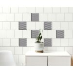 Sticker carrelage 3d gris 15x15cm, x4, d�coratif autocollant relief trompe l'oeil, d�coration murale ...