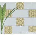 Sticker carrelage adh�sif 15x15 cm, 6 pi�ces, motif g�om�trique, style peinture graphique, couleur moutarde, ...
