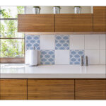 Sticker carrelage adh�sif d�coratif x4, 20 cm x 20 cm, autocollant imitation carrelage motifs palmes ...