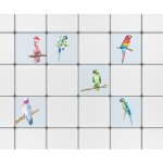 Sticker carrelage adhsif dcoratif x6, 15 cm x 15 cm, motif perroquets multicolores. autocollant dco ...