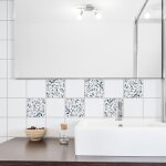 Sticker carrelage adh�sif terrazo 15x15cm, 6 pi�ces, imitation marbre bleu / gris, d�co int�rieure, d�coratif ...