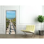 Sticker dcoratif pour porte, trompe l'oeil bois 204 cm x 83 cm, encadrement de porte dans les dunes, ...