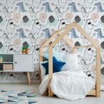 Sticker effet papier peint - animaux de la for�t enchant�e - 30x30cm
