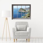 Sticker fen�tre 3d mer & rochers, 60x75cm - d�co trompe l'oeil pour vitre, autocollant mural d�coratif ...