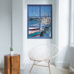 Sticker fen�tre 3d trompe l'oeil - photo port de p�che st tropez, 68x48cm, d�coration murale int�rieure ...