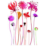 Sticker fleurs multicolores - 1 planche 42, 5 x 65 cm