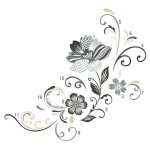 Stickers - fleurs noires et blanches - hauteur 45, 7 cm
