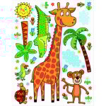 Ag art - sticker giraphe, singe, crocodile et tortue et palmier - 1 planche 65 x 85 cm