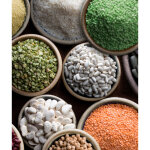 Sticker lave - vaisselle dcoratif 59x70cm - motif bols lgumes sec, lentilles, haricots, pois chiches, ...