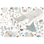 Lilipinso - sticker sous l'oc�an baleines, m�duses, crabes 64 x 90 cm