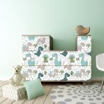 Ambiance - sticker - sticker meuble enfant dinosaures en famille 40 x 60 cm