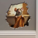 Sticker mural, 3 pièces souris dans une serviette dans un trou de souris - autocollant mural 3d avec ... Sticker mural, 3 pièces souris dans une serviette dans un trou de souris - autocollant mural 3d avec ...