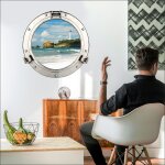 Plage - sticker mural 3d phare de mer, 75 cm x 60 cm, d�coration fen�tre trompe l'oeil