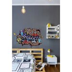 Plage - sticker mural autocollant 100 cm x 140 cm, dco enfant et ado, art mural, graffiti, bombe de ...