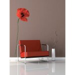 Sticker mural autocollant grand format coquelicot rouge, 169 cm x 58 cm, dcoration trompe l'oeil, dcorez ...
