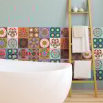 Ambiance - sticker - sticker mural carrelage adh�sif cuisine salle de bain - 12 stickers carrelages azulejos ...