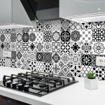 Sticker mural carrelage adh�sif cuisine salle de bain - 24 stickers carreaux de ciment azulejos alexiano ...