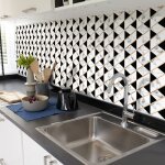 Sticker mural carrelage adh�sif cuisine salle de bain - 24 stickers carreaux de ciment effet marbre noir ...