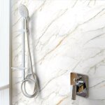 Sticker mural carrelage adh�sif cuisine salle de bain - 60 stickers carrelages marbre blanc de madrid ...