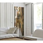 Sticker mural dcoratif pour porte, 204 cm x 83 cm, trompe l'oeil rue pitonne, pavs, volets en bois ...