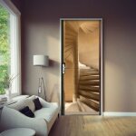 Sticker mural d�coratif pour porte, trompe l'oeil style forteresse, 204 cm x 83 cm, effet porte en bois ...
