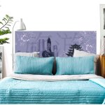 Sticker mural d�coratif pour t�te de lit, shanghai, rose et bordeaux, 160x60cm. dessin graphique et romantique ...