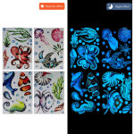 Stickers muraux stickers lumineux tatouage mural lumineux oc�an mer cr�atures stickers muraux fluorescents ...