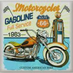 Sticker mural moto vintage bleu, orange et jaune - sanders & sanders Sticker mural moto vintage bleu, orange et jaune - sanders & sanders