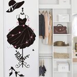 Stickers muraux porte placard adulte noir robe pissenlit et papillon agapanthe en cristal beaut dressing ...