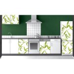 Plage - sticker mural rfrigrateur 180x60cm, tiges de bambou vertes, style zen, dcoration intrieure ...