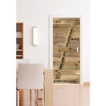 Plage - sticker mural trompe l'oeil 204 cm x 83 cm, dcoration porte, effet bois clair.